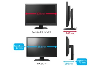 Eizo RadiForce MX243W - porównanie wymiarów